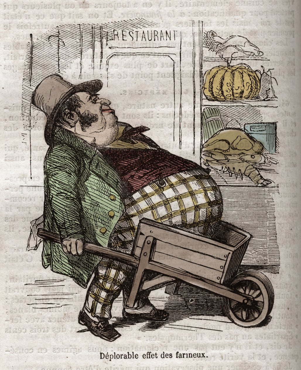 Obeite - Des Gourmands - effet déplorable des farineux - gravure dans « La Physiologie du goût » de Jean Anthelme Brillat-Savarin - Bertall