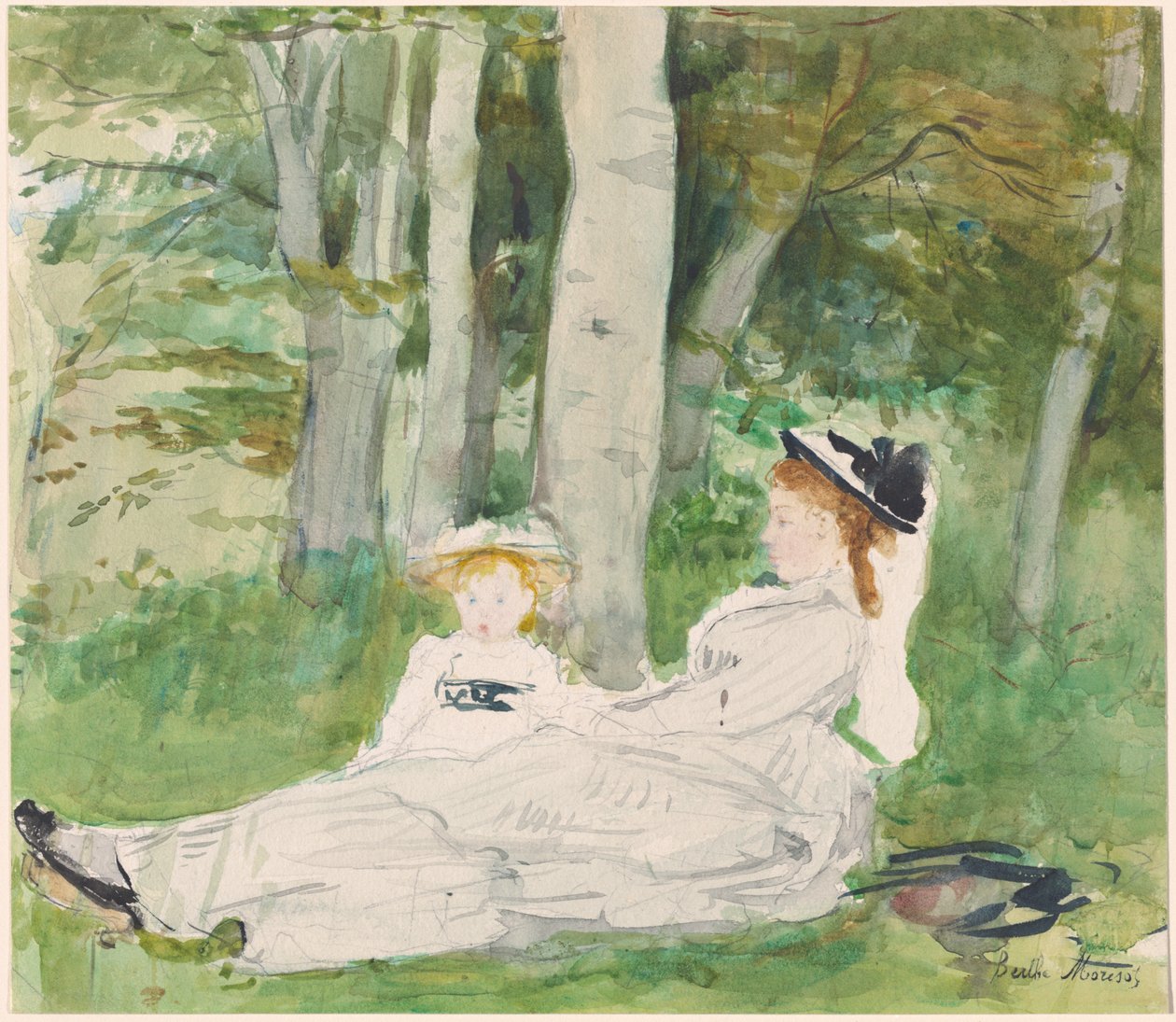 À la lisière de la forêt (Edma et Jeanne), vers 1872 - Berthe Morisot