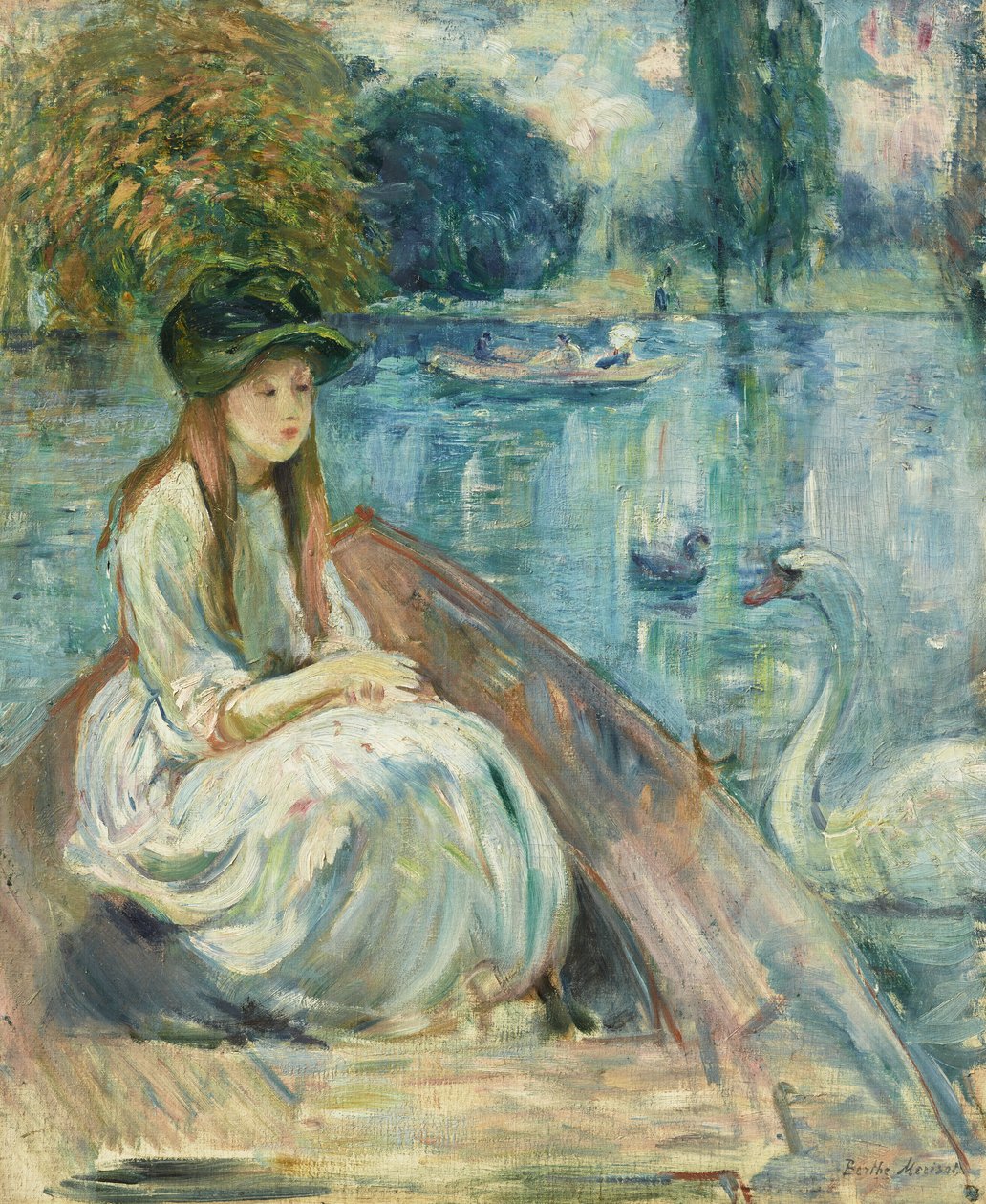 French: Jeanne Fourmanoir sur le lac - Berthe Morisot