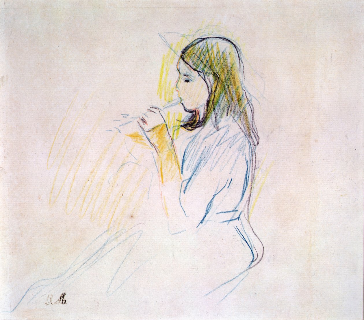 La fille de Manet jouant de la flûte à bec - Berthe Morisot