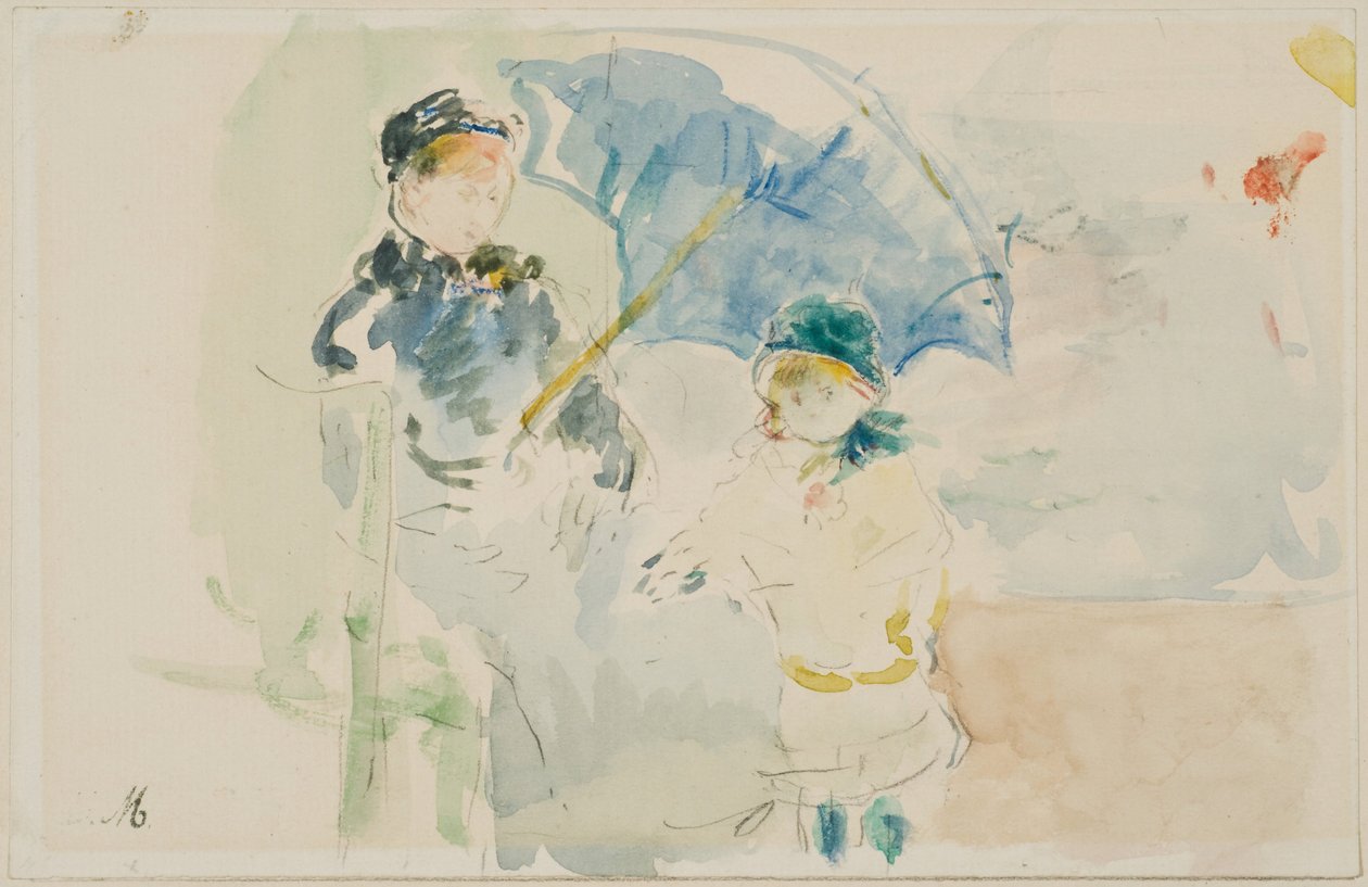 Sur la plage à Nice - Berthe Morisot