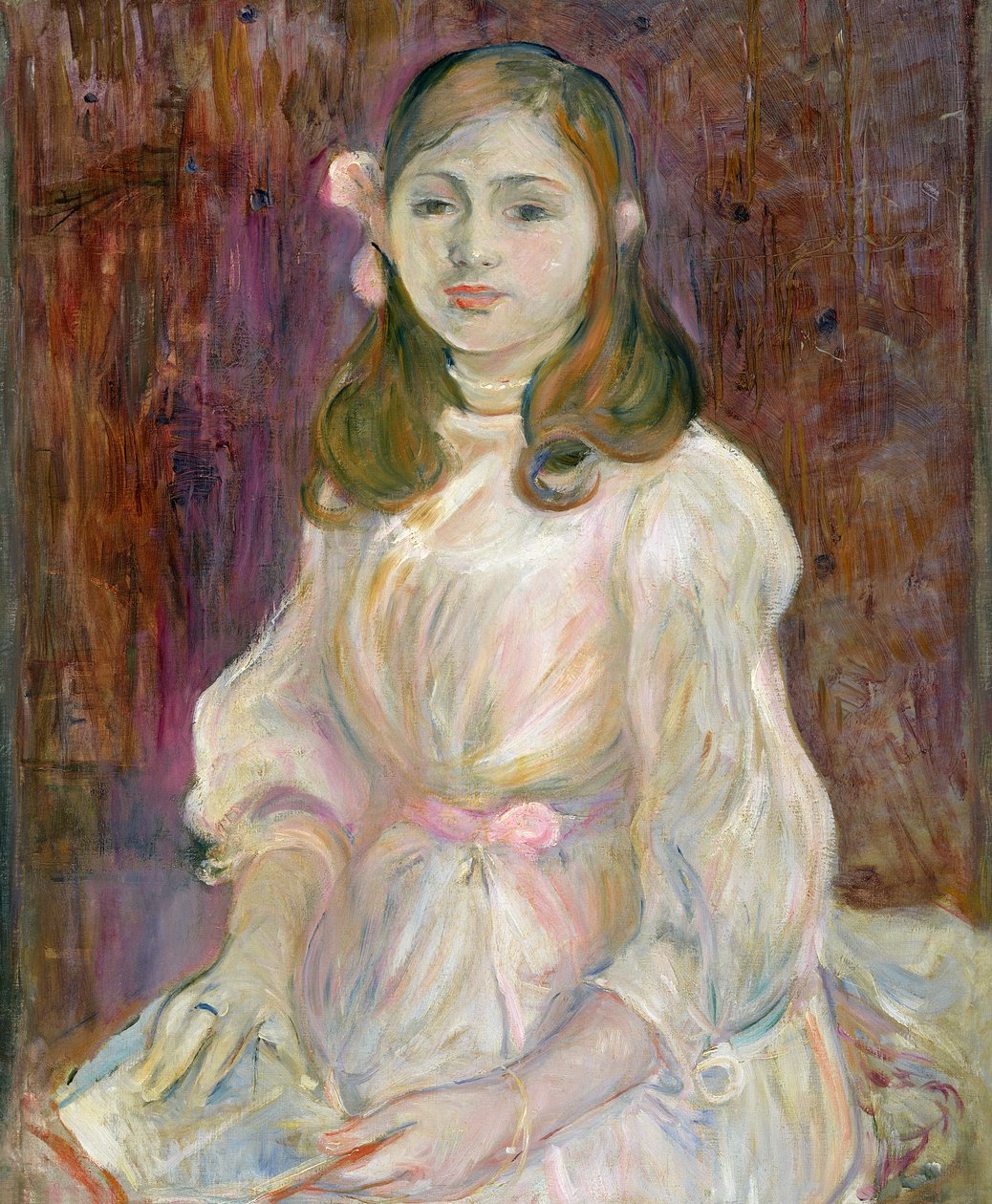 Portrait de Julie Manet (1878-1966) tenant un livre, 1889 - Berthe Morisot