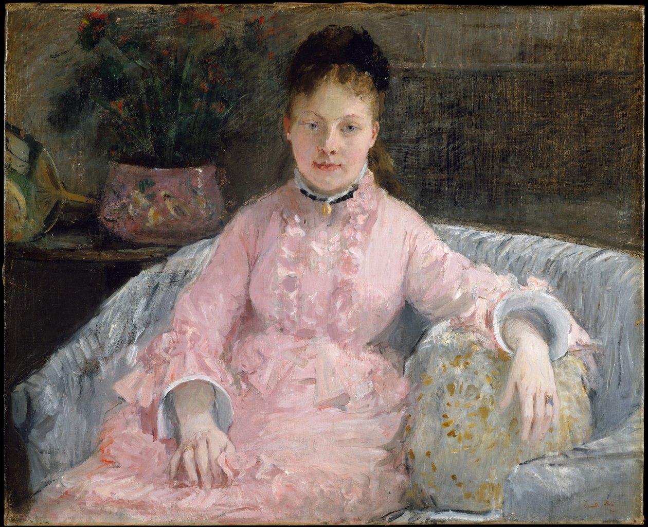 La robe rose (Albertie-Marguerite Carré, qui devint plus tard Madame Ferdinand-Henri Himmes, 1854-1935) - Berthe Morisot
