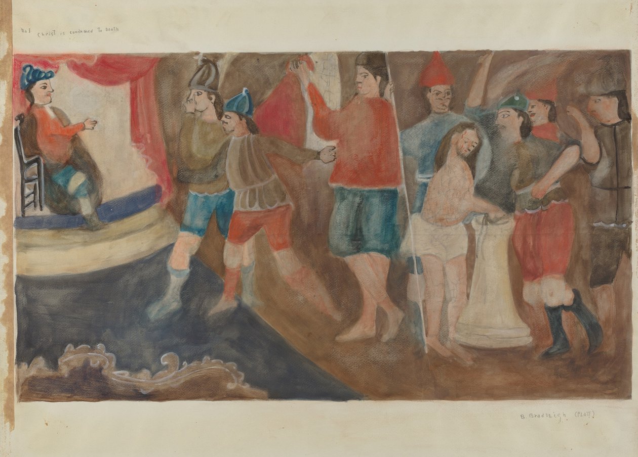 Station de la Croix n° 1 : Jésus est condamné à mort, vers 1936 - Beulah Bradleigh