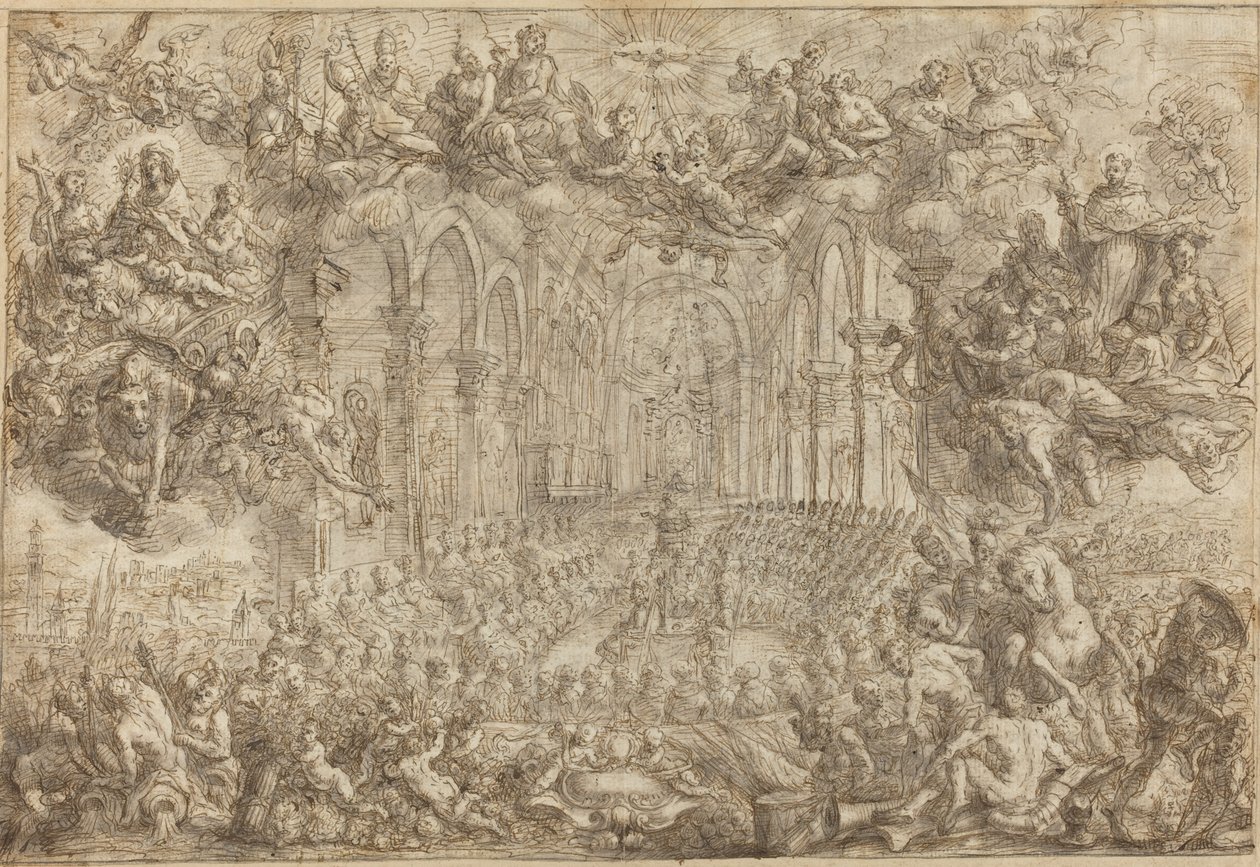 Le Concile de Trente avec Saint Thomas vainquant les hérétiques - Biagio Falcieri