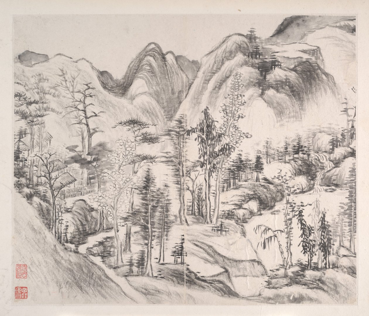 Paysages, daté de 1814 (album de huit feuilles ; encre sur papier) - Bingshou Yi