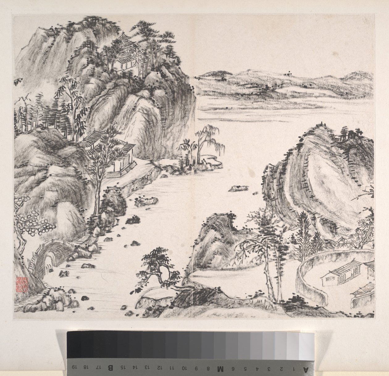 Paysages, daté de 1814 (album de huit feuilles ; encre sur papier) - Bingshou Yi