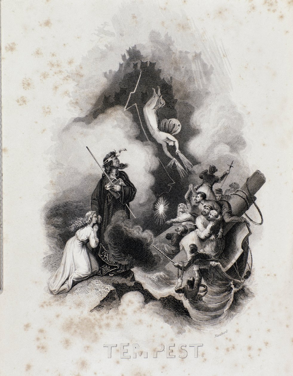 Gravure de Blanchard pour le premier acte de La Tempête de William Shakespeare - Blanchard Blanchard