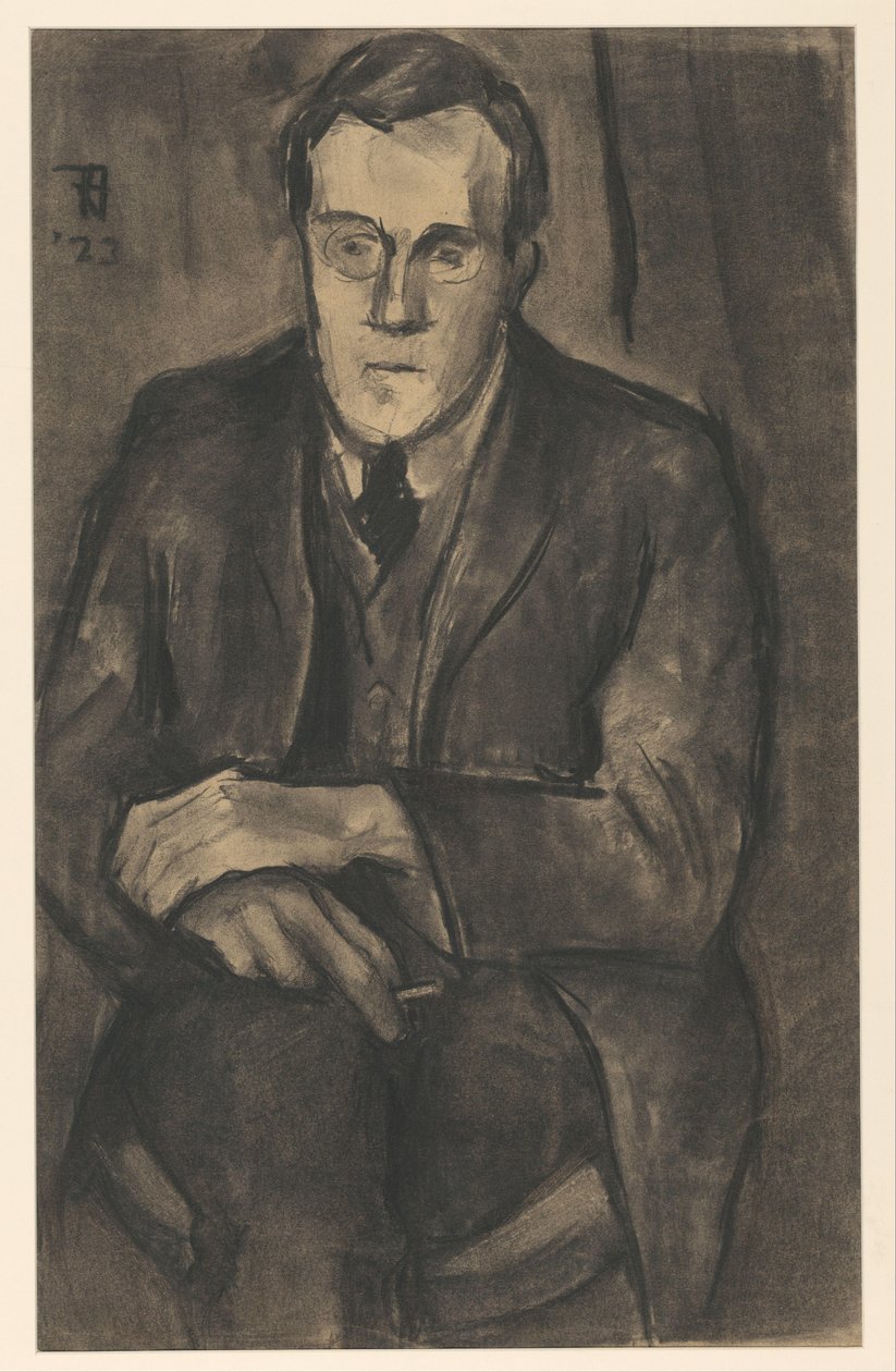 Portrait de J.W. Bijl, assis avec les mains sur les genoux - Bob Hanf (signed by artist)