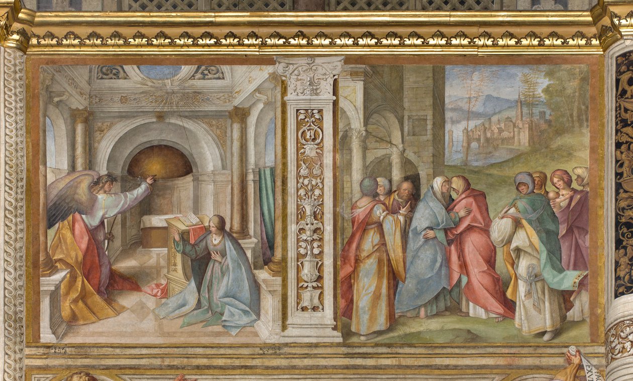 Nef centrale, Troisième travée nord, Annonciation, Visitation, Boccaccio Boccaccino 1516-17 - Boccaccio Boccaccino