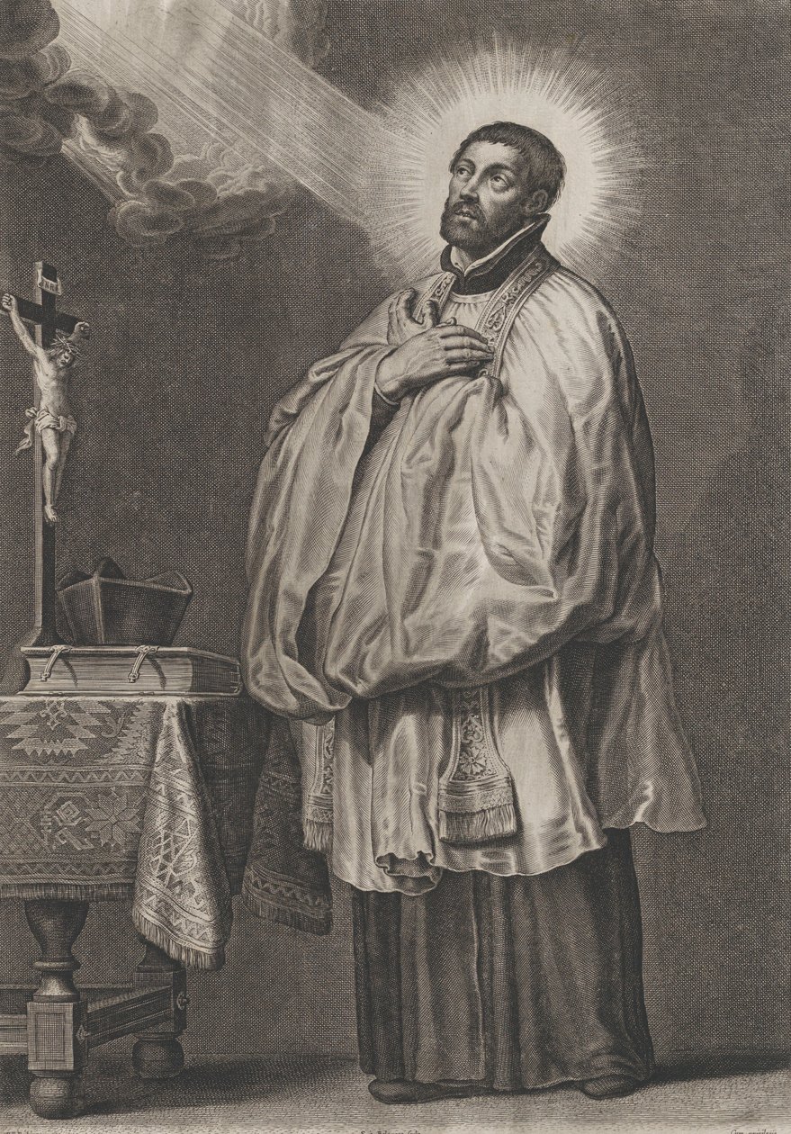 Saint François Xavier avec une lumière divine émanant vers lui depuis le coin supérieur gauche, vers 1623-33 - Boetius Adams Bolswert