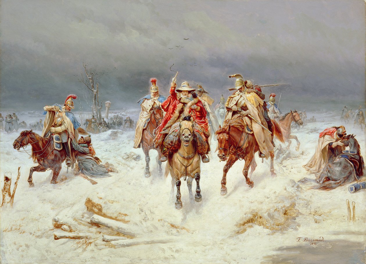 Forces françaises traversant la rivière Bérézina en novembre 1812, 1891 - Bogdan Willewalde