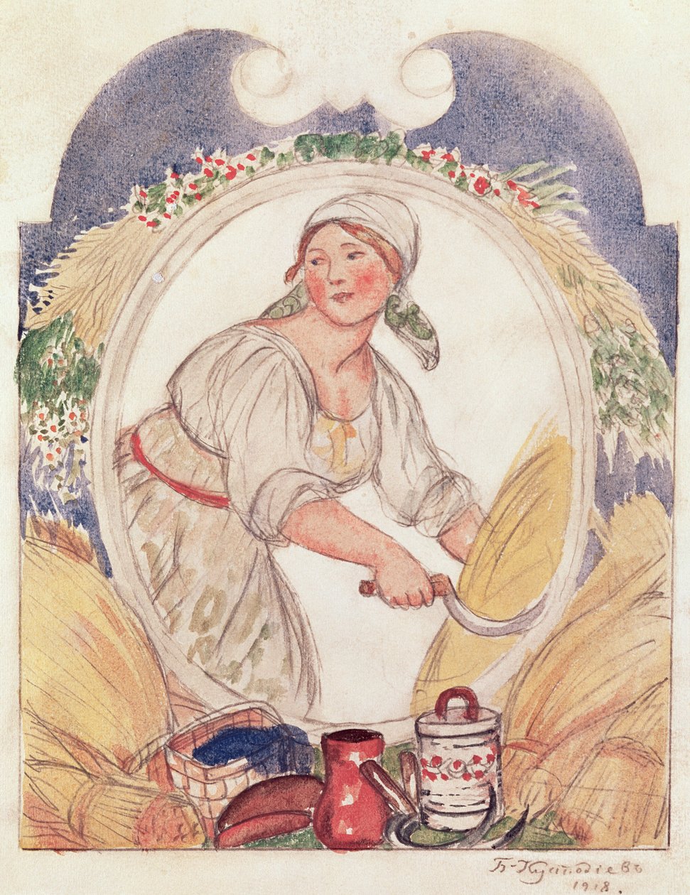 Le faucheur, étude pour la décoration de la place Ruzheinaya (Rifle) à Petrograd, 1918 - Boris Mikhailovich Kustodiev