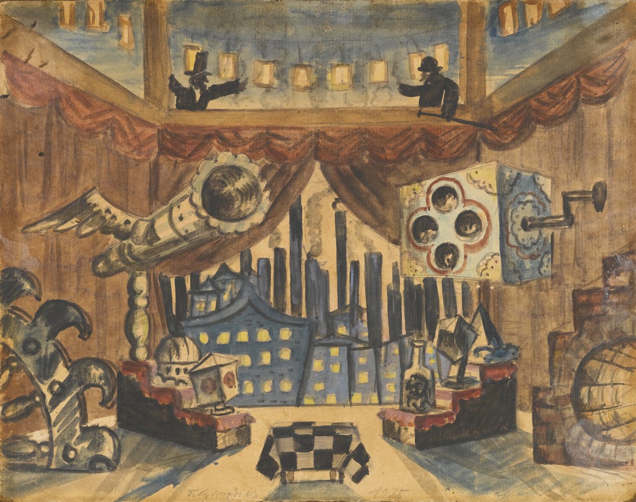Angleterre. Décor de scène pour la pièce de théâtre La puce par E. Zamyatin - Boris Mikhailovich Kustodiev