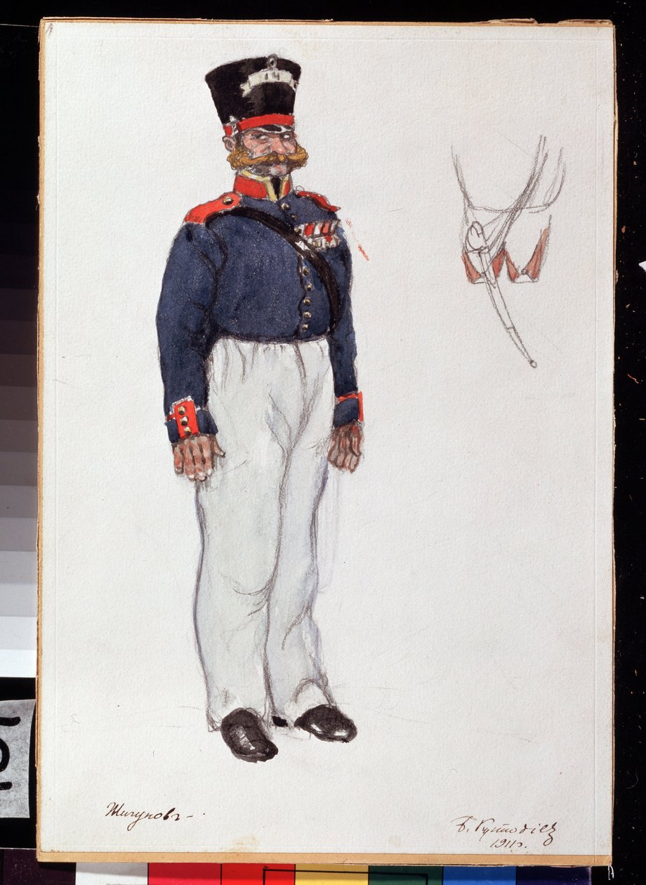Projet de costume pour la pièce de théâtre Cœur ardent de Alexandre Ostrovski - Boris Mikhailovich Kustodiev