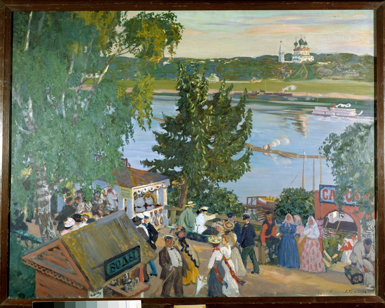 Promenade sur la Volga - Boris Mikhailovich Kustodiev