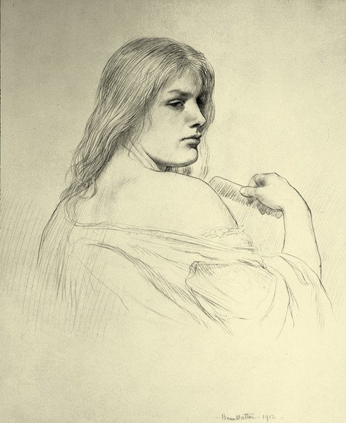 Jeune femme se peignant les cheveux - Une étude de Beatrice Stewart - Brian Hatton