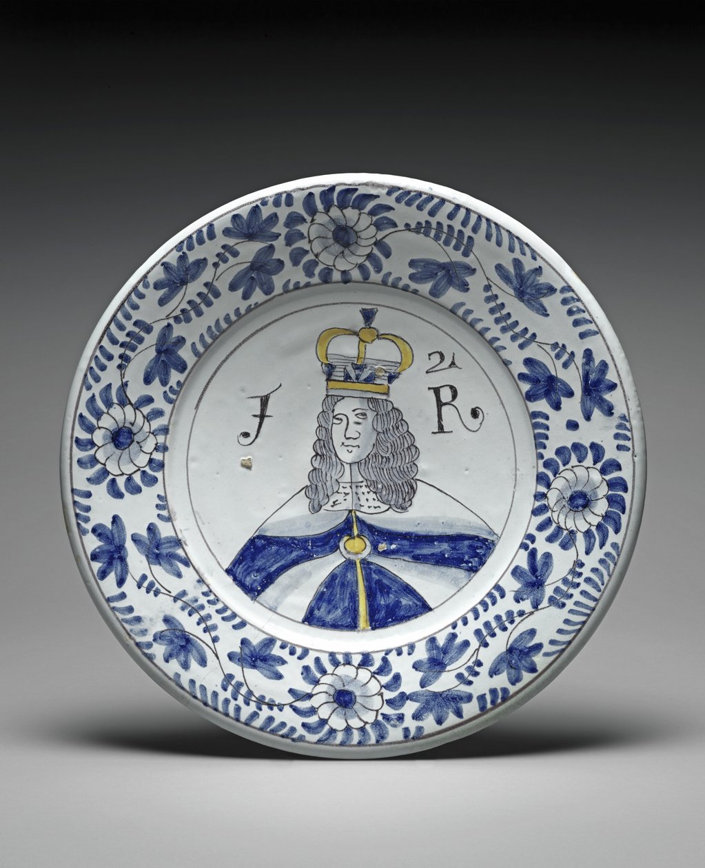 Plat, Jacques II, vers 1685-88 - Brislington Pottery
