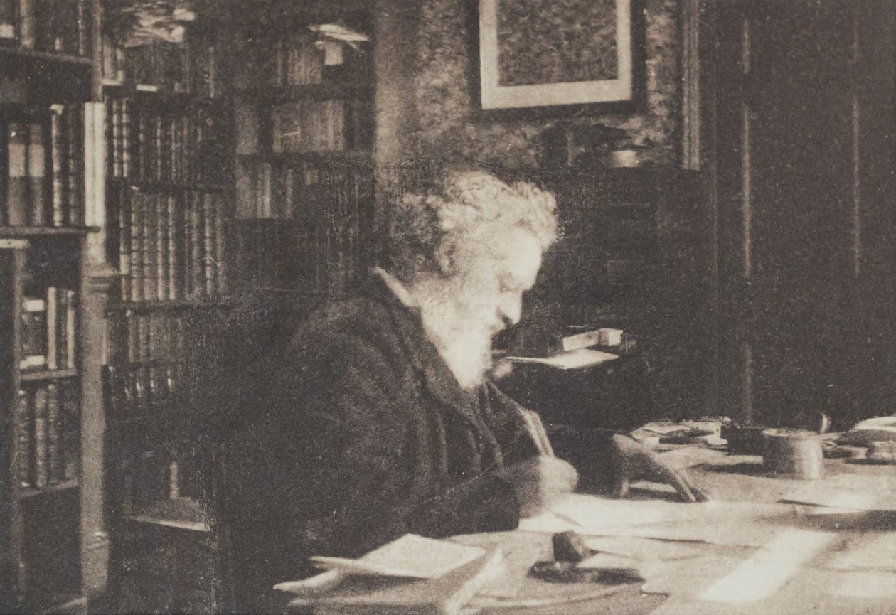 Collectionneur de livres, William Morris dans sa bibliothèque à Kelmscott House, Hammersmith - British Photographer