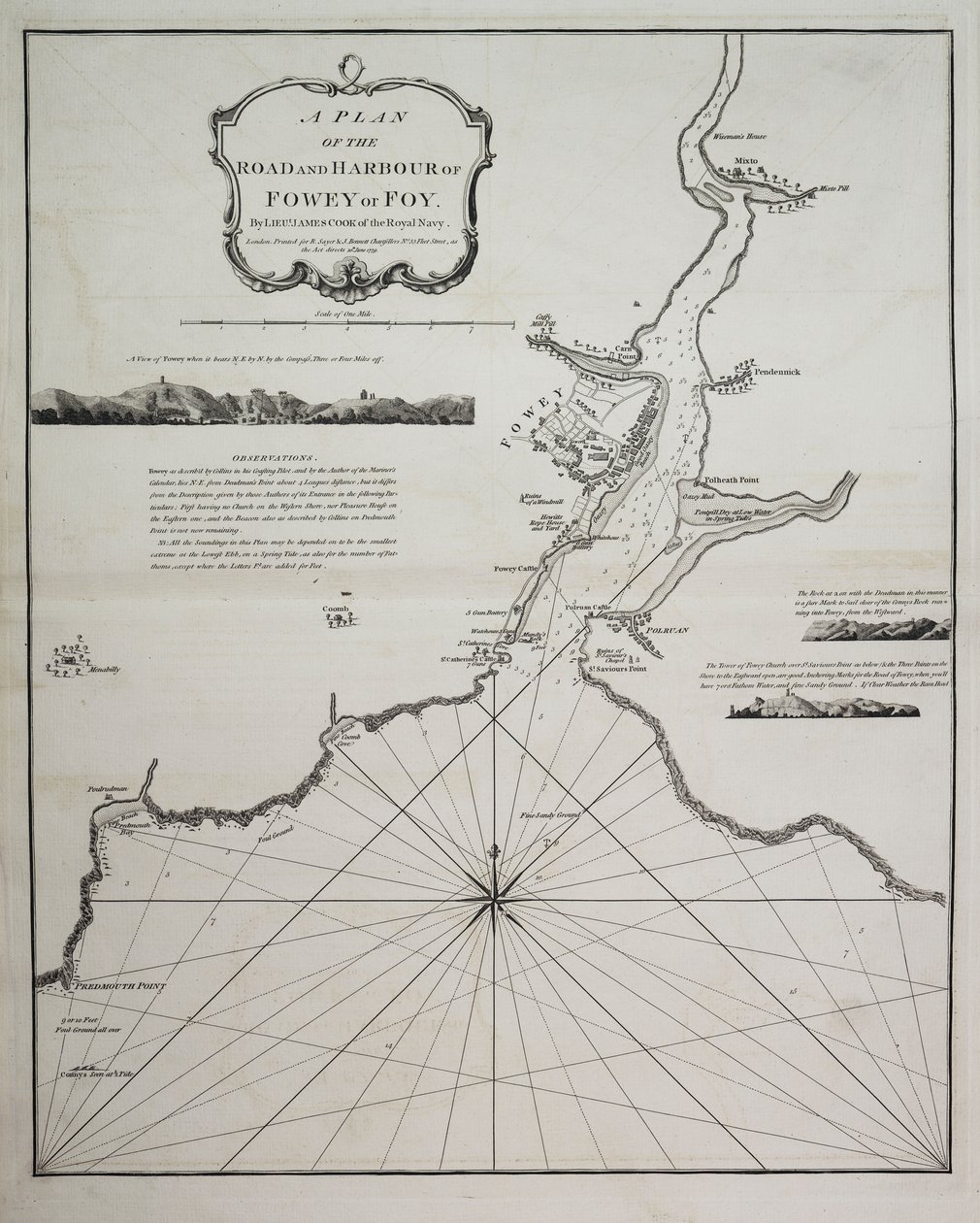 Plan de la route et du port de Fowey ou Foy par le lieutenant James Cook de la Royal Navy - British School