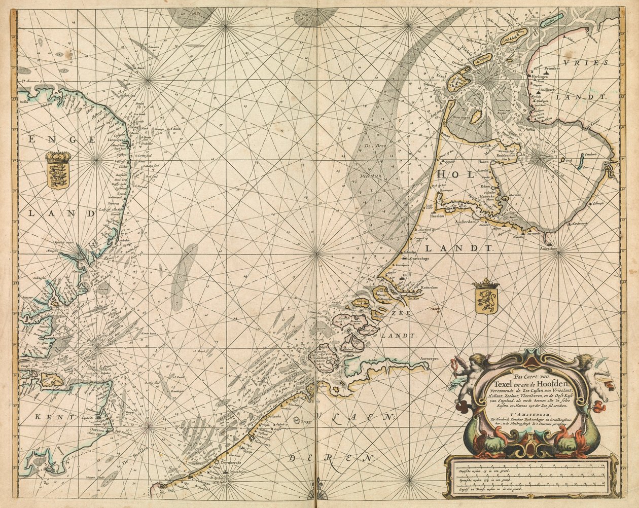 Carte de la mer du Nord et de la côte néerlandaise - British School