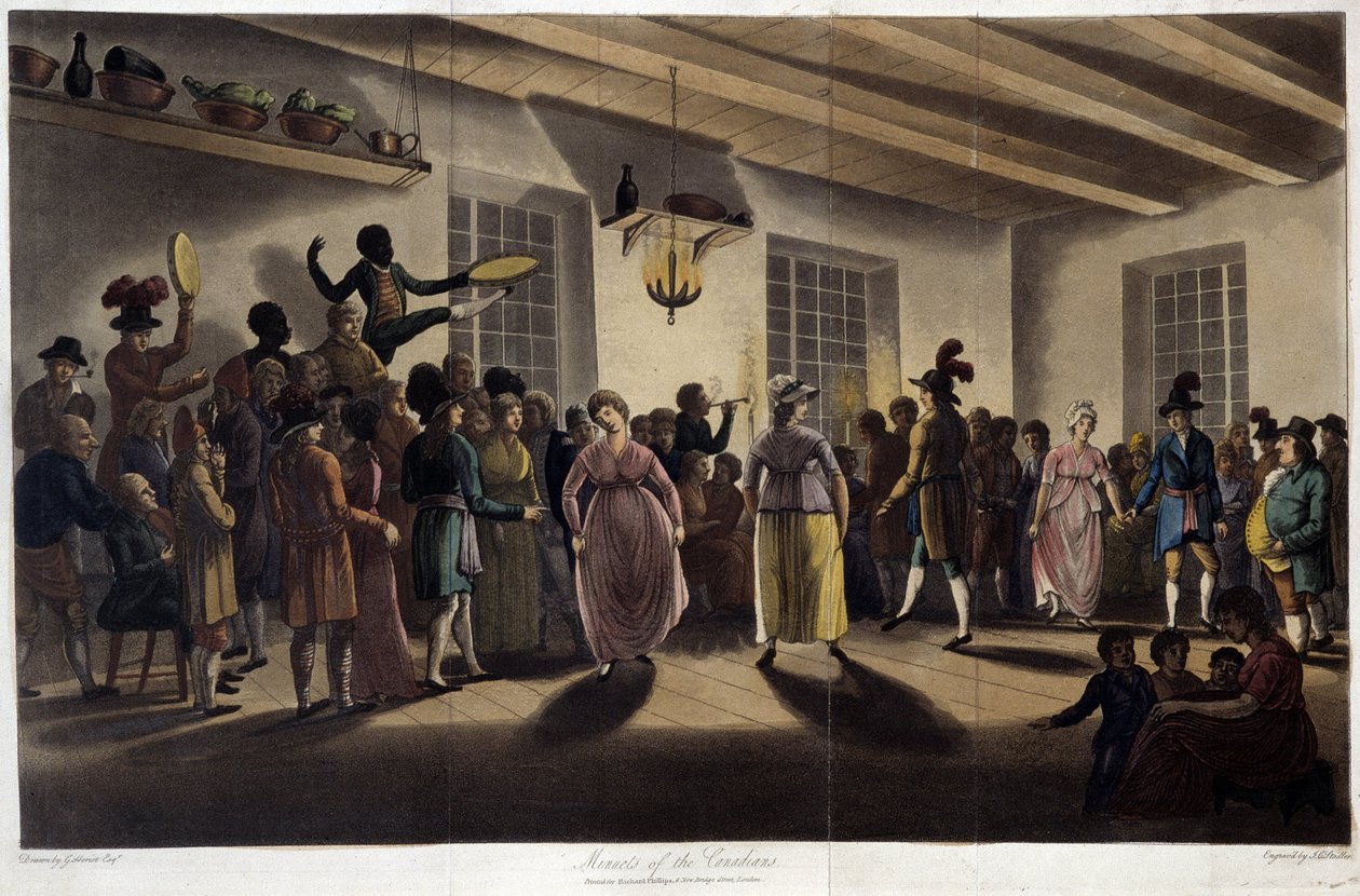 Danse, le menuet; dans « Voyages à travers le Canada », par George Heriot, éd. Londres - British School