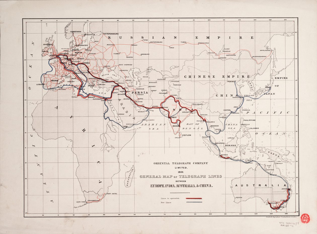 Carte générale des lignes télégraphiques entre l