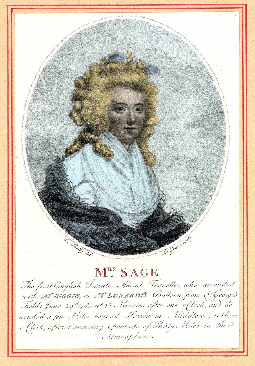 Laetitia Sage, première femme aéronaute anglaise, fin XVIIIe siècle. - British School