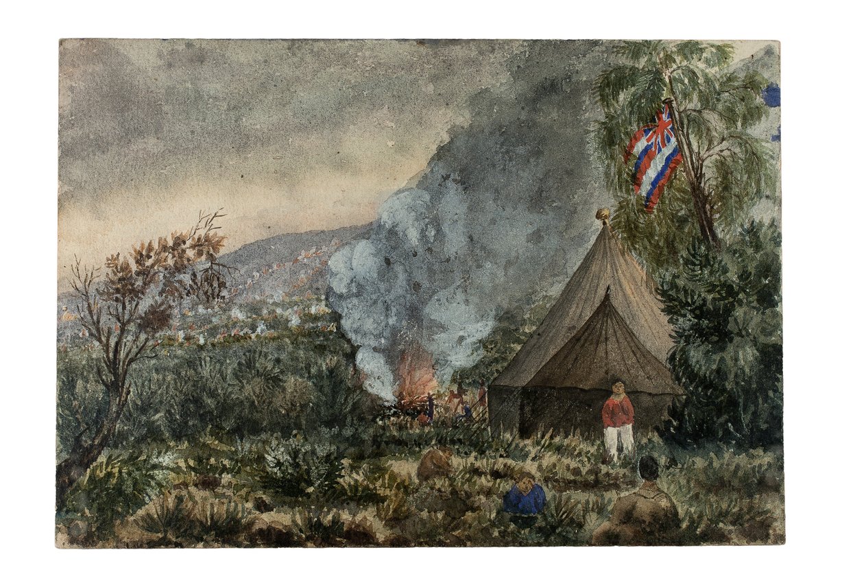Volcan Mauna Kea, Hawaï, mars 1859 - British School