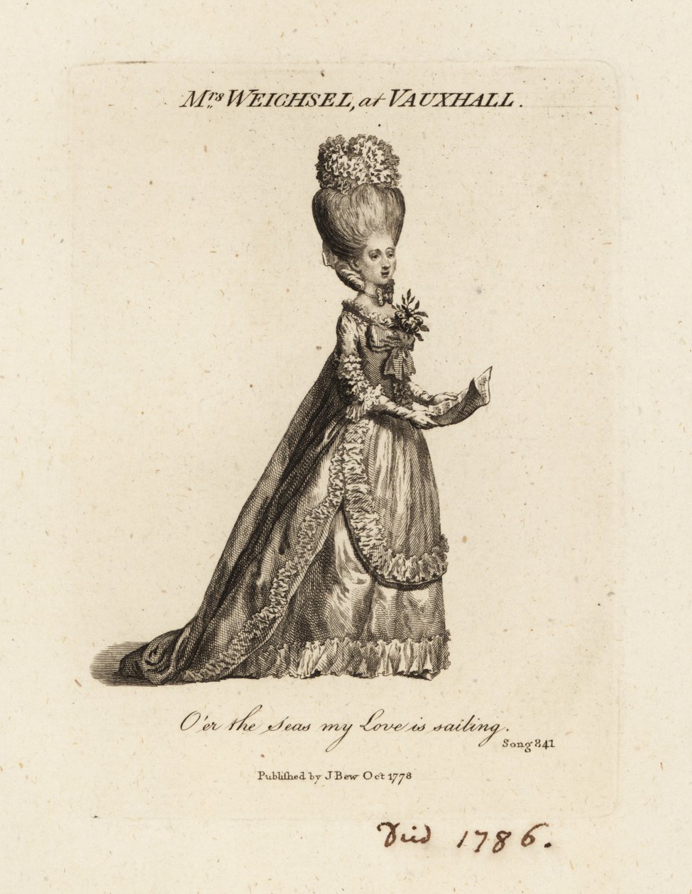 Mme Frederica Weichsel chantant aux jardins de Vauxhall, fin du XVIIIe siècle - British School