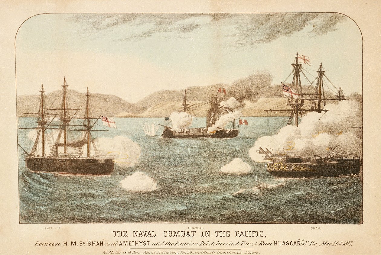Le combat naval dans le Pacifique, entre le HMS 