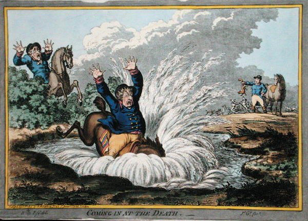 Arriver à la Mort, gravé par James Gillray (1757-1815) publié par Hannah Humphrey en 1800 - Brownlow (after) North