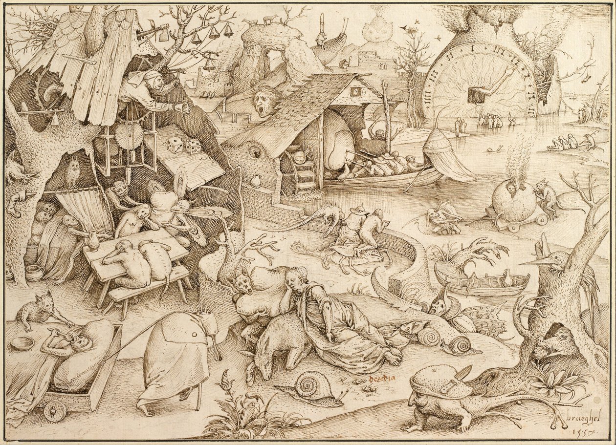 Acedia Paresse De la série Les Sept Péchés Capitaux, 1557 - Bruegel