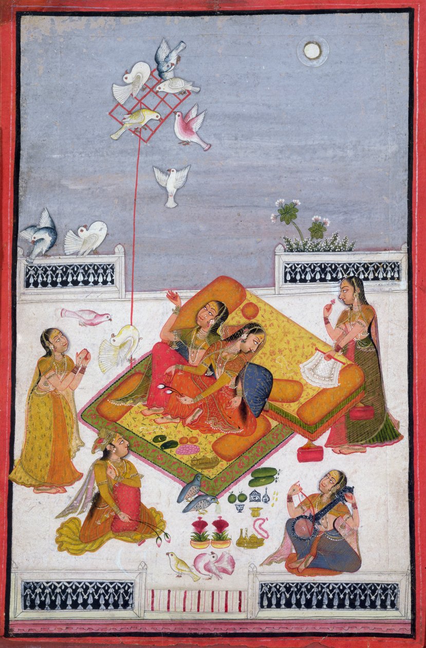 Dames regardant des pigeons, 1770 - Bundi School