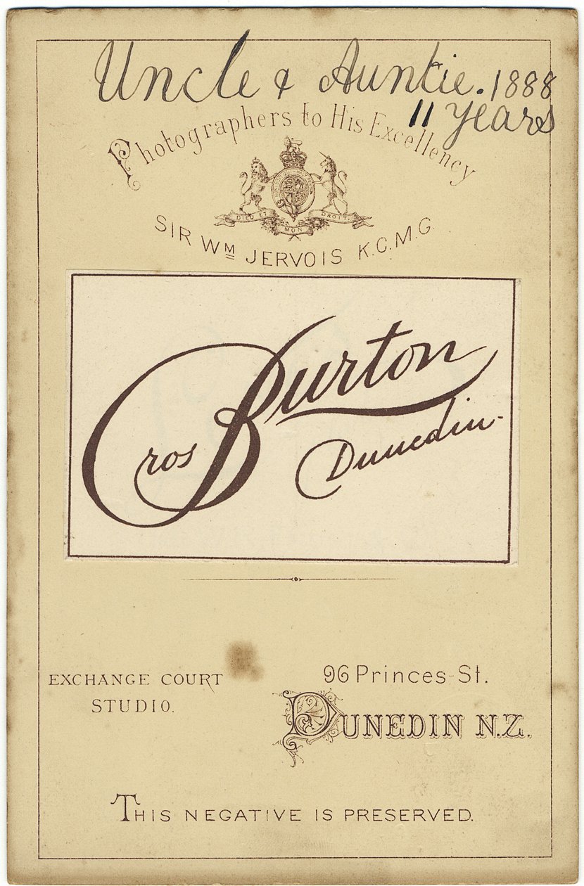 Carte de cabinet, 1888 - Burton Brothers Studio