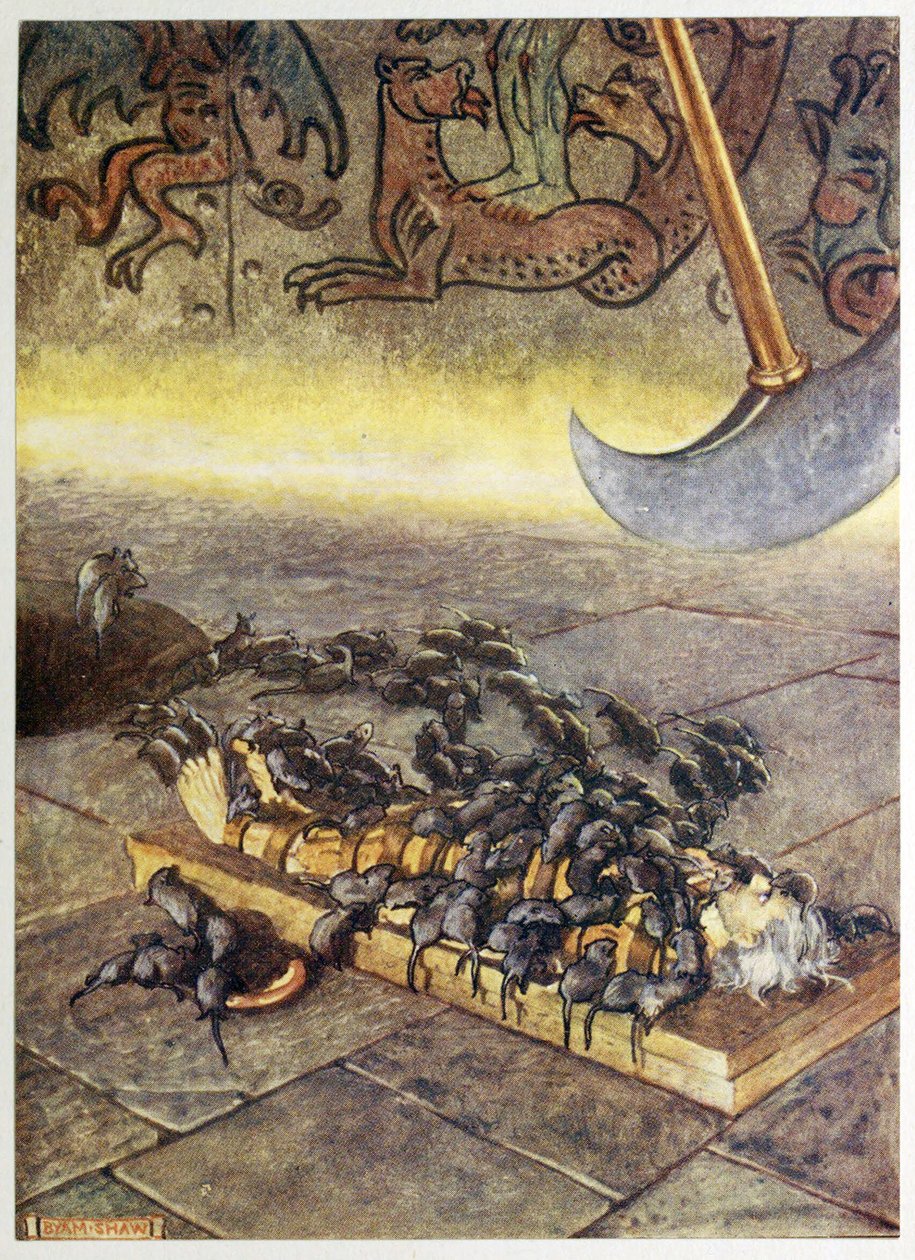 "Ils se sont amassés sur moi en tas toujours plus nombreux." (tiré de Contes choisis de mystère, pub. 1909) - Byam Shaw