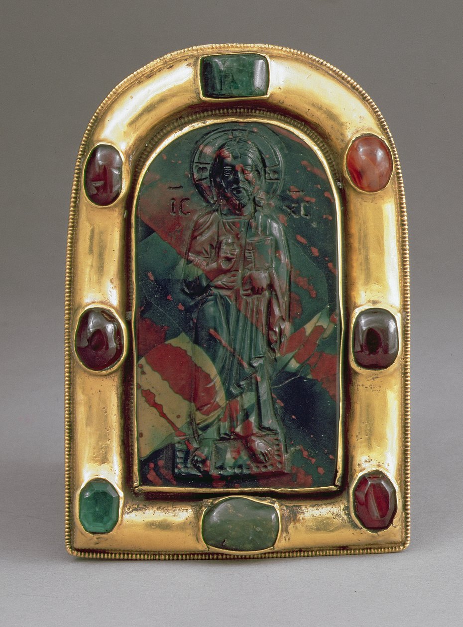 Camée du Christ donnant la bénédiction (jaspe, or et pierres précieuses) - Byzantine
