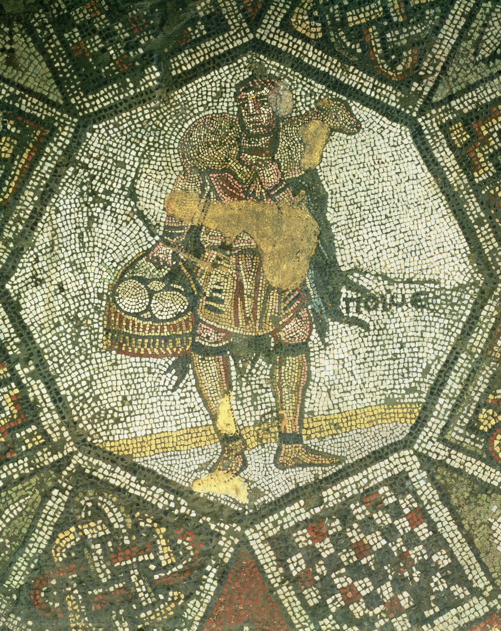 Paysanne portant une brebis et un panier de fromage, du Palais Impérial de Constantinople, 5e-6e siècle - Byzantine