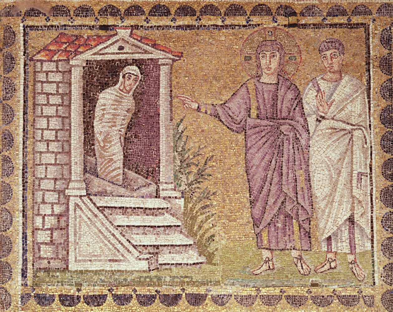 La Résurrection de Lazare, Scènes de la vie du Christ (mosaïque) - Byzantine School