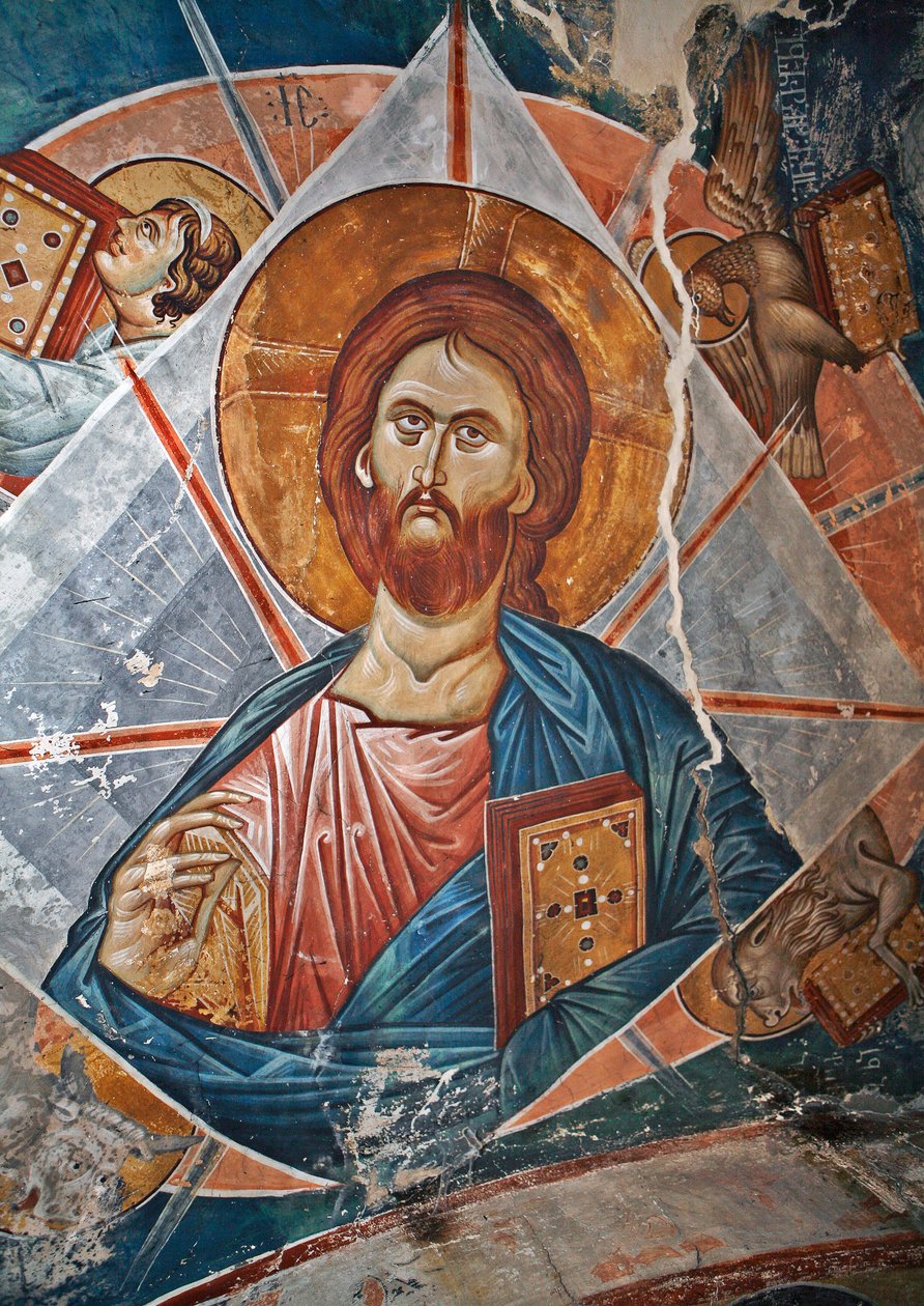 Salvator Mundi (Sauveur du Monde) - Peinture de Damiane (actif au 14ème siècle) - 14ème siècle - Fresque - Monastère Saint-Georges, Ubisi (Géorgie) - Byzantine