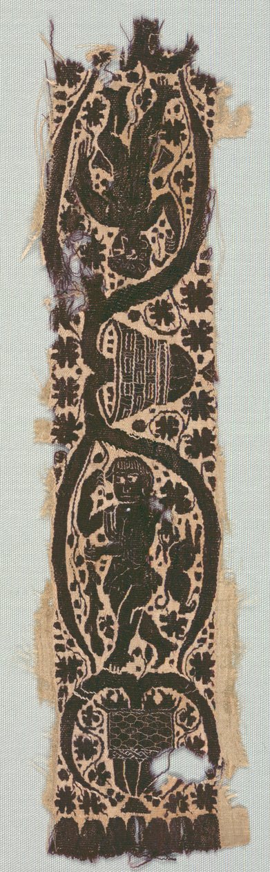 Fragment de tunique en soie rare avec bande de manche ornée, 400-500 - Byzantine Period Egyptian