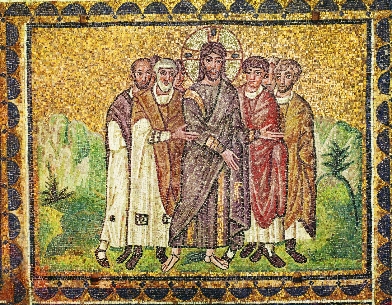 Jésus et les apôtres, VIe siècle (mosaïque) - Byzantine School