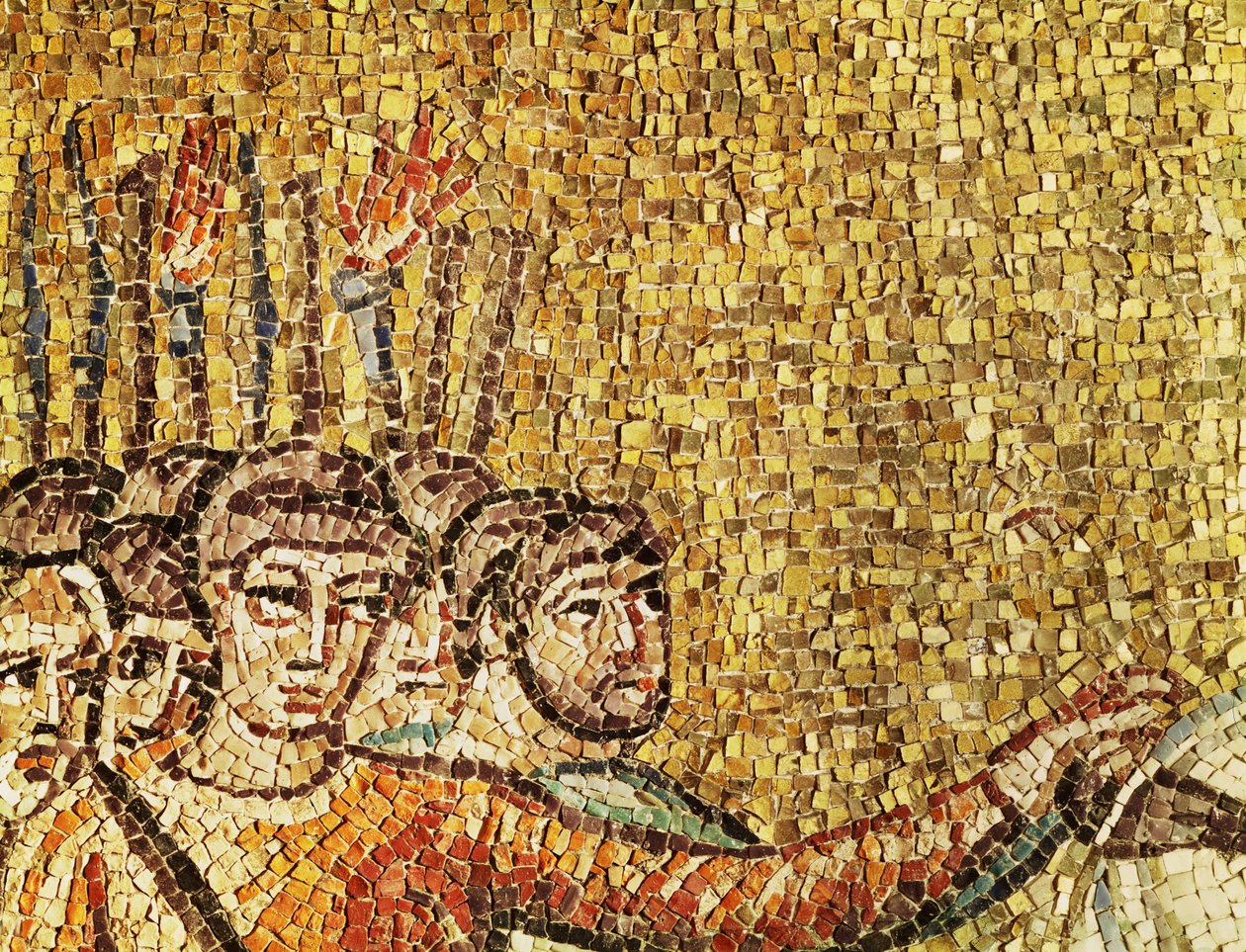 Soldats romains avec des torches, détail de " Jésus arrêté par les soldats romains ", VIe siècle (mosaïque) - Byzantine School