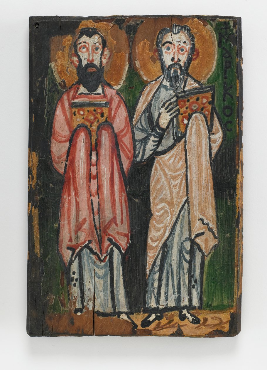 Saint Matthieu et Saint Jean, couverture droite du Manuscrit de Washington III - Byzantine School