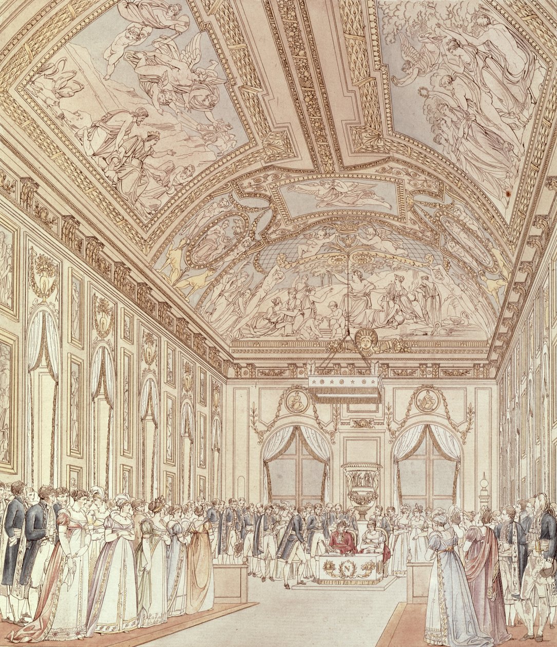 La cérémonie civile du mariage de Napoléon Bonaparte (1769-1821) et Marie-Louise (1791-1847) dans la grande salle du Château de Saint-Cloud, 1er avril 1810 - C. and Fontaine, P. Percier
