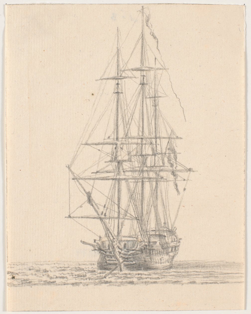 Navire de guerre avec voiles hissées - C.A. Lorentzen
