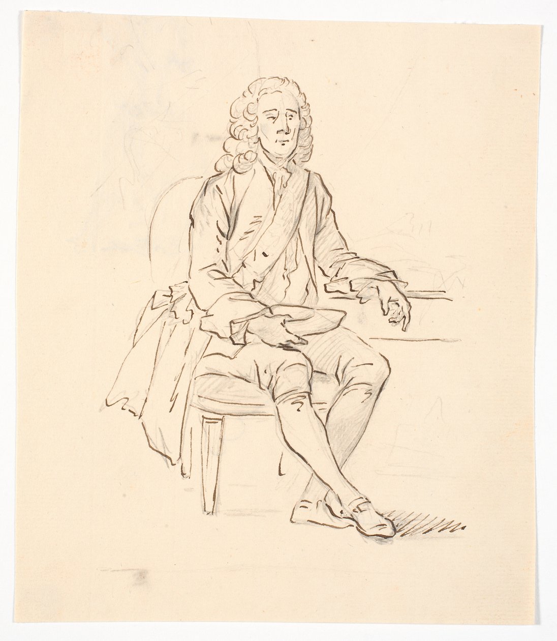 Homme assis avec perruque et ruban d