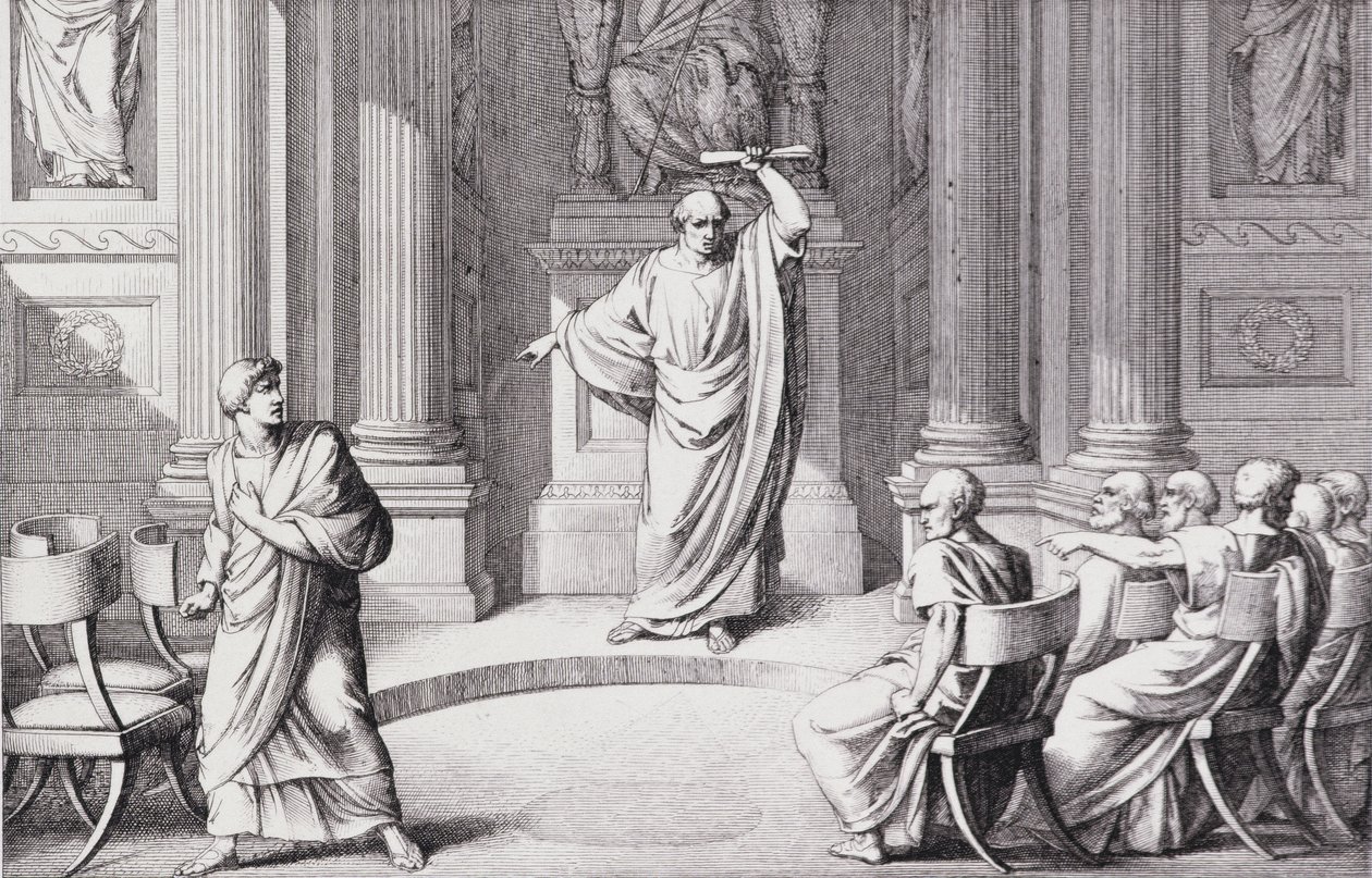 Cicéron dénonçant Catilina (gravé par B. Barloccini, 1849) - C.C Perkins
