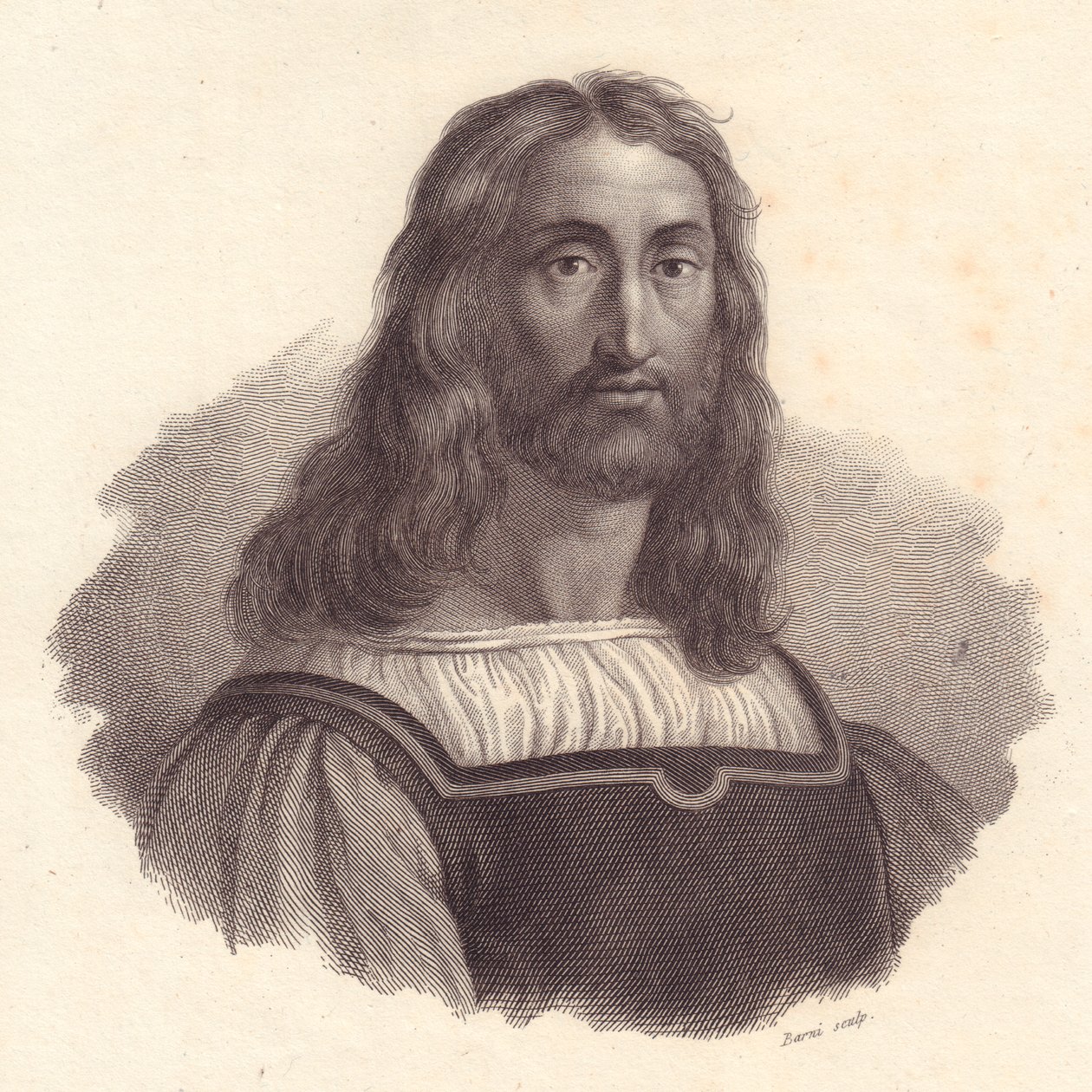 Portrait du graveur italien Marcantonio Raimondi (1480-1534), gravure sur cuivre par Barni d