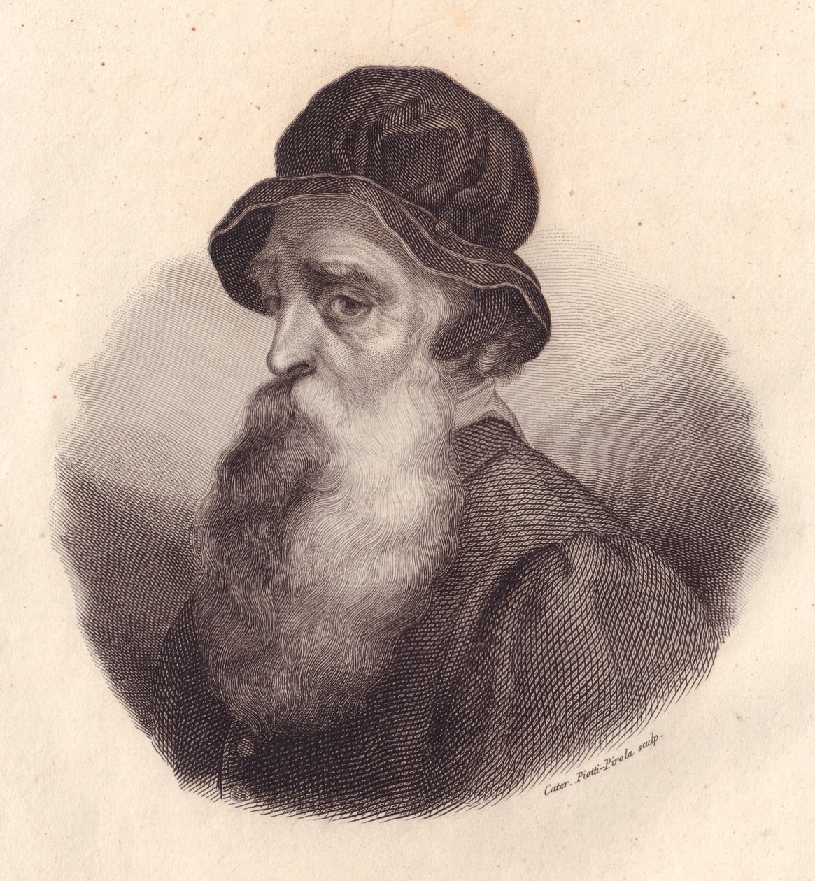 Portrait du sculpteur et orfèvre italien Benvenuto Cellini (1500-1571), gravure sur cuivre par Caterina Piotti-Pirola d
